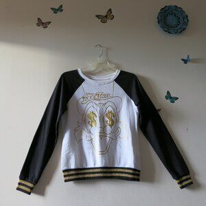 Disney's Parks DuckTales Scrooge White Black Gold Cotton Blend Sweatshirt Size S
